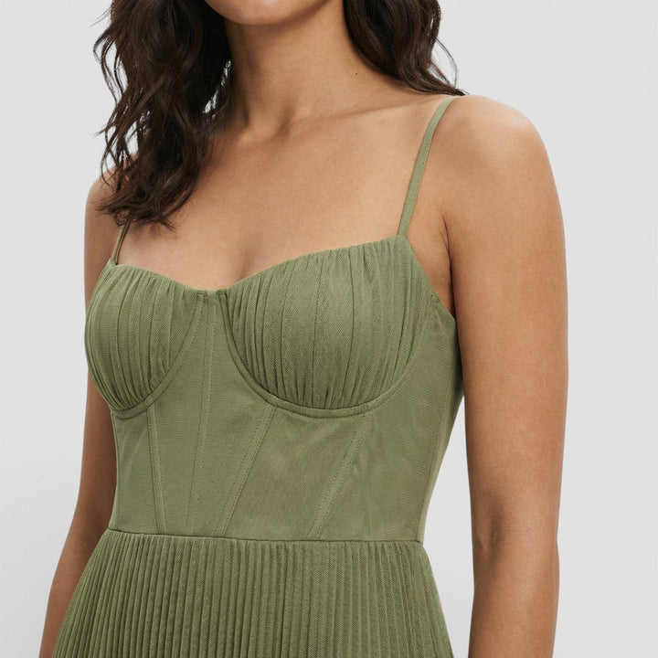 Sophie | Women's Christmas Party Dress Pleated Corset Bodice Maxi Gown