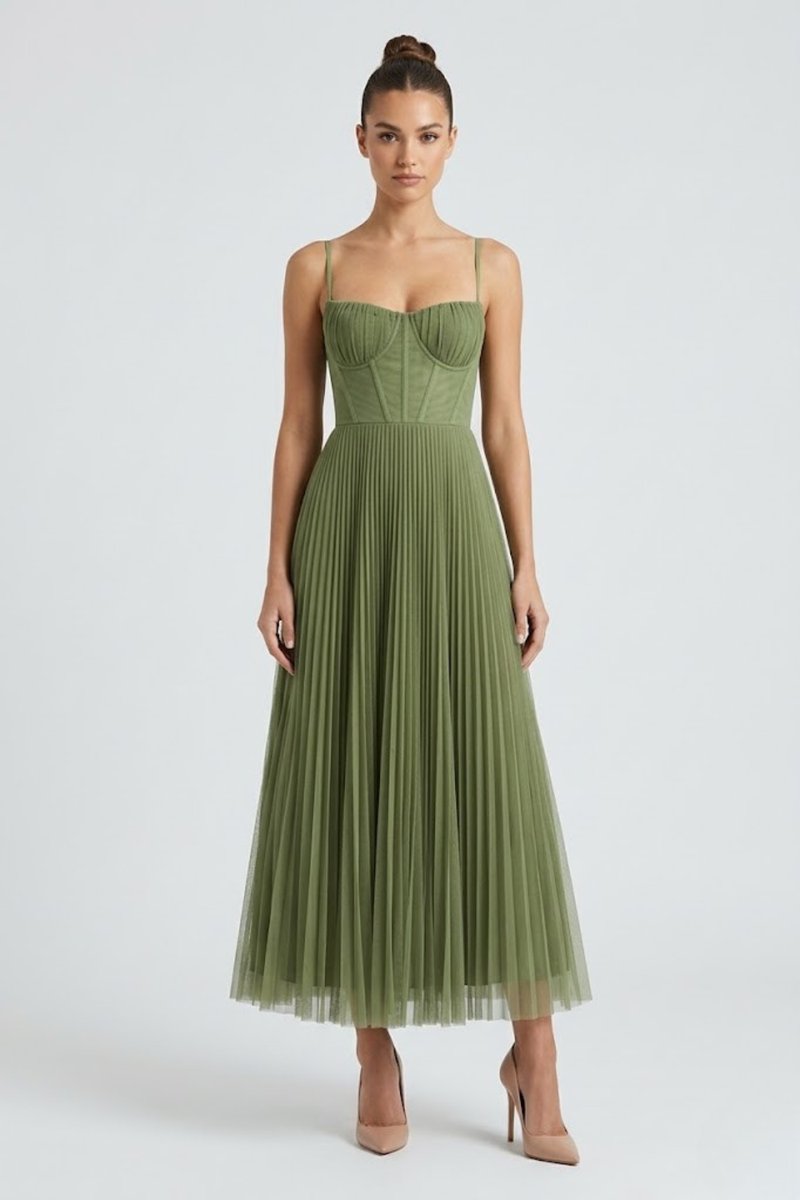 Scarlett | Women's Christmas Party Dress Pleated Tulle Bustier Midi