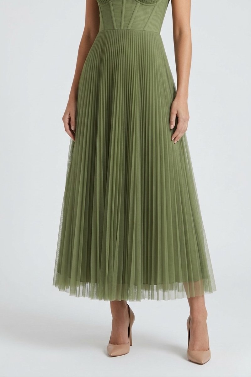 Scarlett | Women's Christmas Party Dress Pleated Tulle Bustier Midi