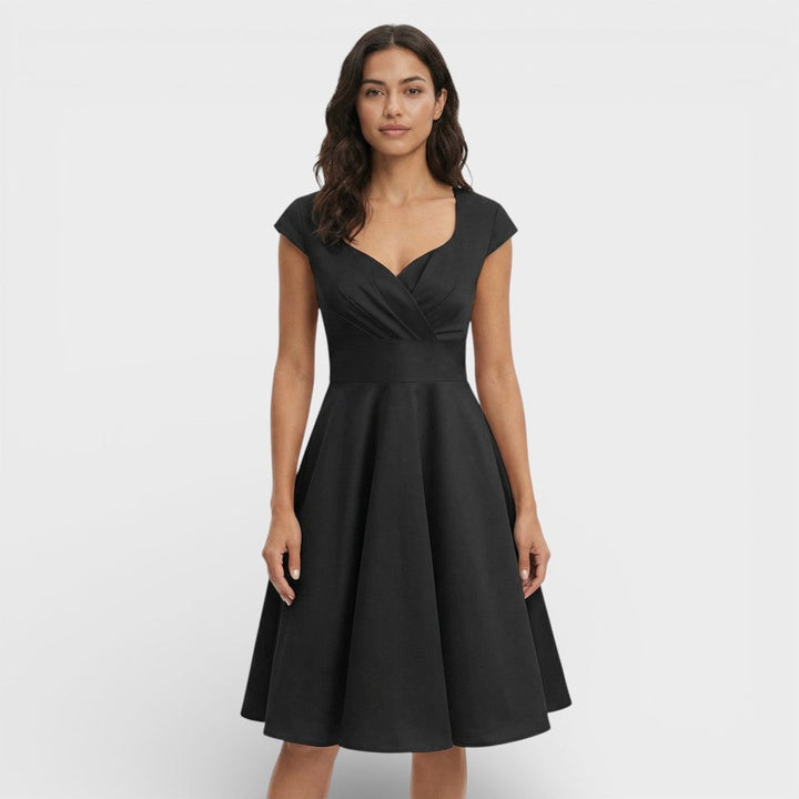 Sophie | Women's Christmas Party Dress Pleated V-Neck Midi Flared Skirt