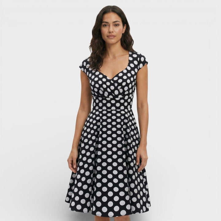 Sophie | Women's Christmas Party Dress Pleated V-Neck Midi Flared Skirt