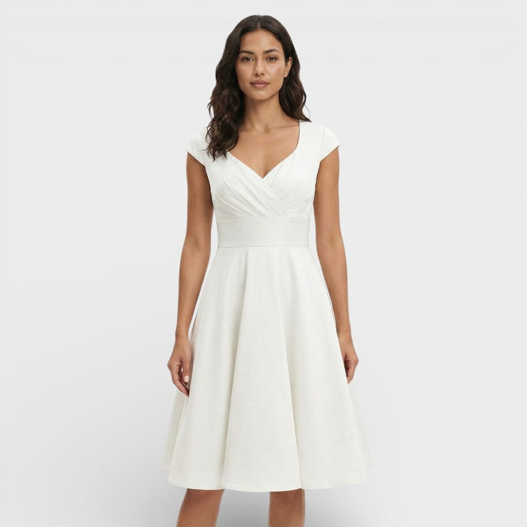 Sophie | Women's Christmas Party Dress Pleated V-Neck Midi Flared Skirt