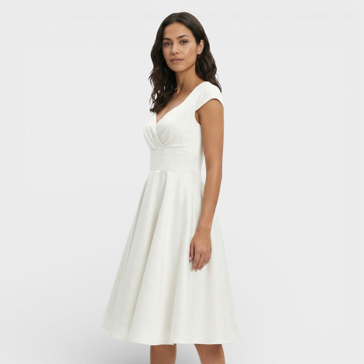 Sophie | Women's Christmas Party Dress Pleated V-Neck Midi Flared Skirt
