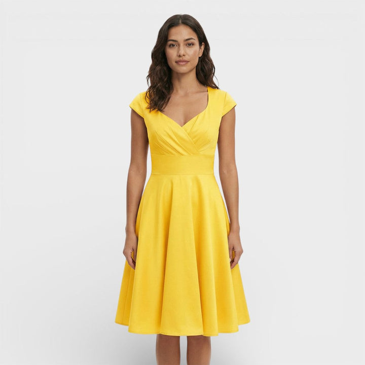 Sophie | Women's Christmas Party Dress Pleated V-Neck Midi Flared Skirt