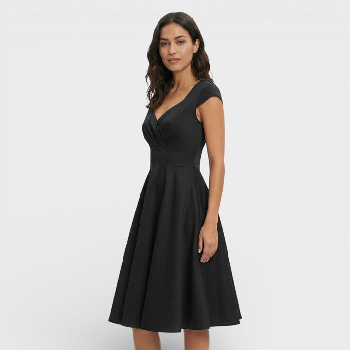 Sophie | Women's Christmas Party Dress Pleated V-Neck Midi Flared Skirt