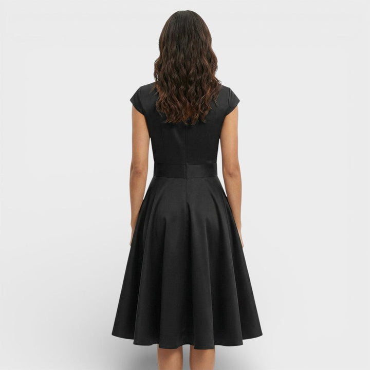 Sophie | Women's Christmas Party Dress Pleated V-Neck Midi Flared Skirt
