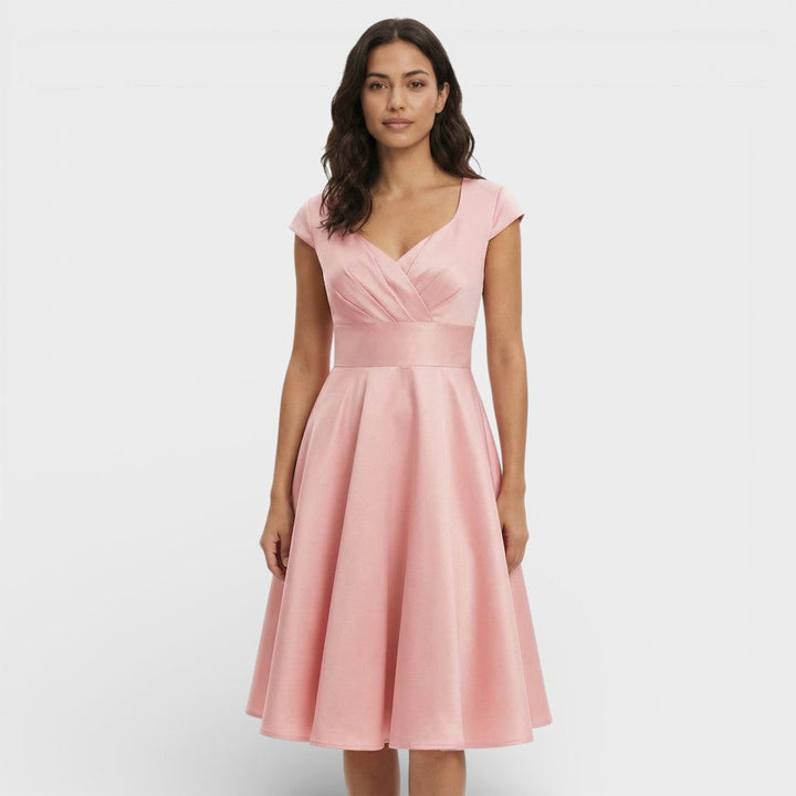 Sophie | Women's Christmas Party Dress Pleated V-Neck Midi Flared Skirt
