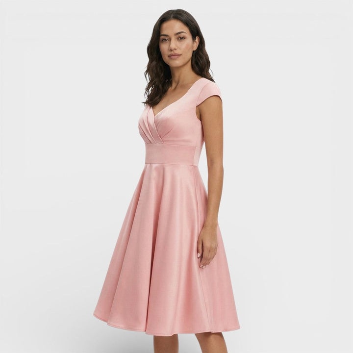 Sophie | Women's Christmas Party Dress Pleated V-Neck Midi Flared Skirt