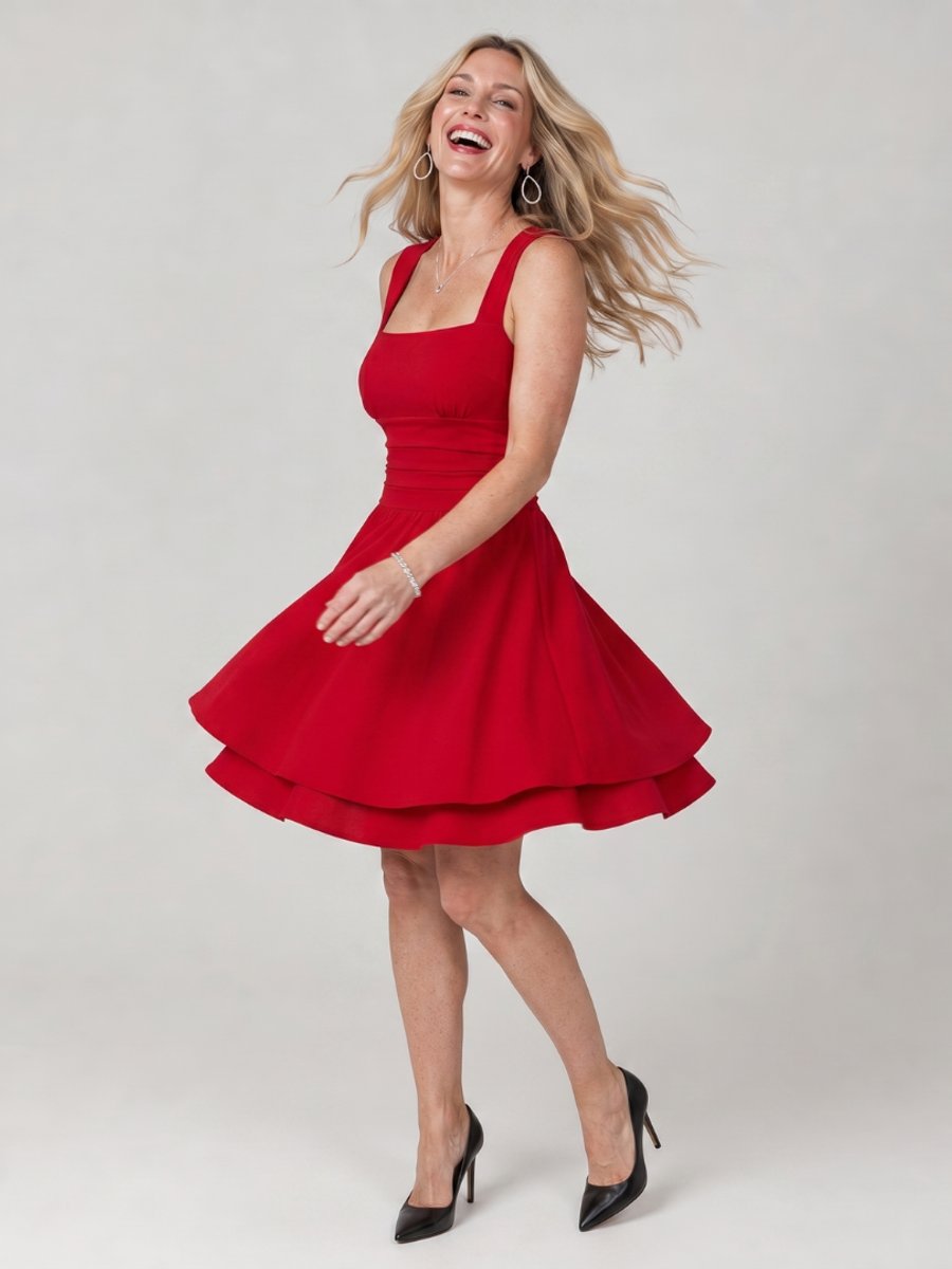 Rosie | Women's Christmas Party Dress Square Neck Flared Mini