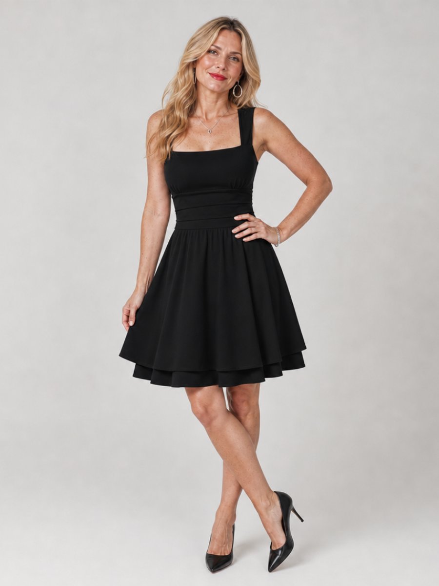 Rosie | Women's Christmas Party Dress Square Neck Flared Mini