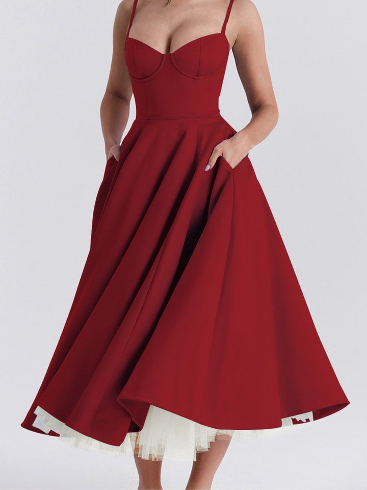Olivia | Women's Christmas Party Dress Sweetheart Corset Midi Flared Gown