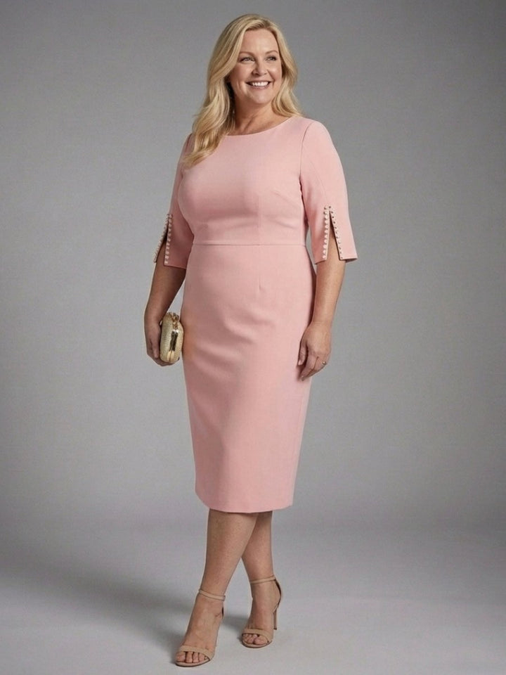 Florence | Women's Christmas Party Dress Tailored Split Sleeve Fitted Midi