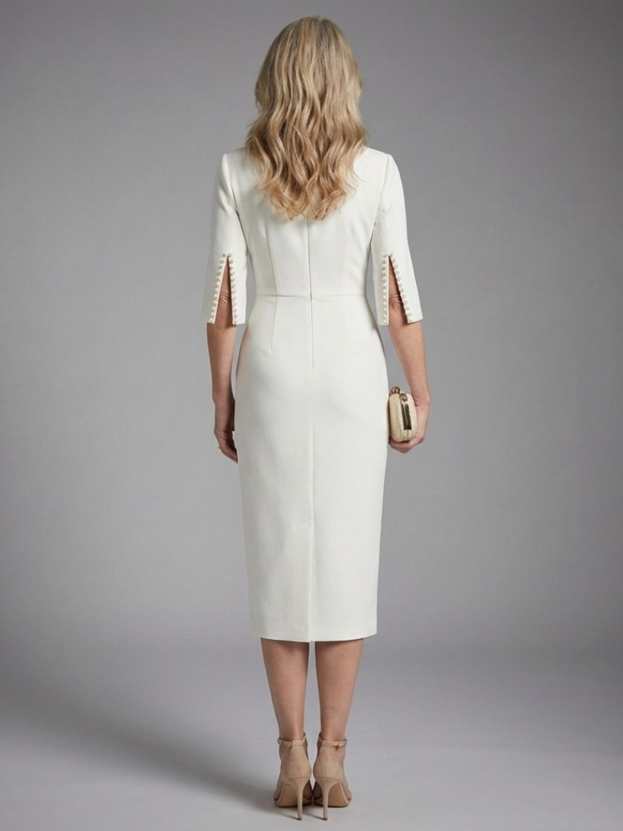 Florence | Women's Christmas Party Dress Tailored Split Sleeve Fitted Midi