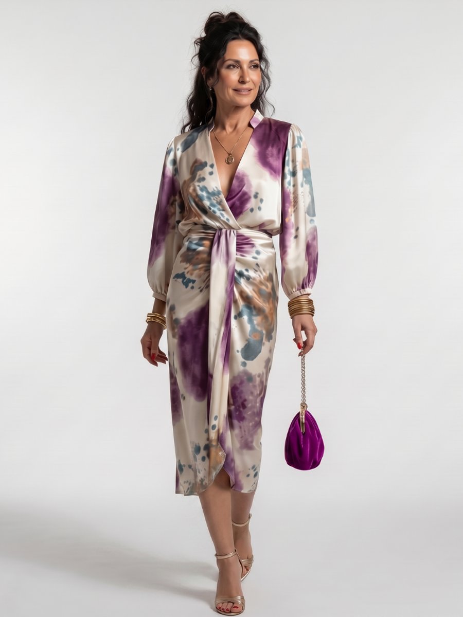 Olivia | Women's Christmas Party Everyday Day Dress Cross-Wrap Midi
