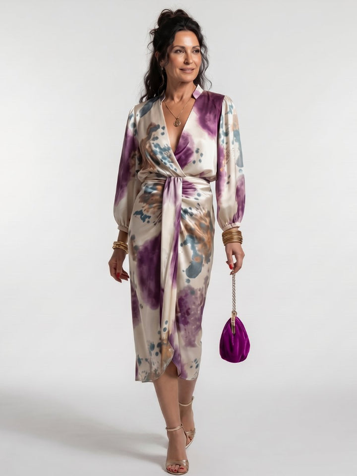 Olivia | Women's Christmas Party Everyday Day Dress Cross-Wrap Midi