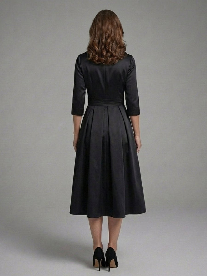 Rosie | Women's Christmas Party Midi Dress Three-Quarter Sleeve Wrap Bodice