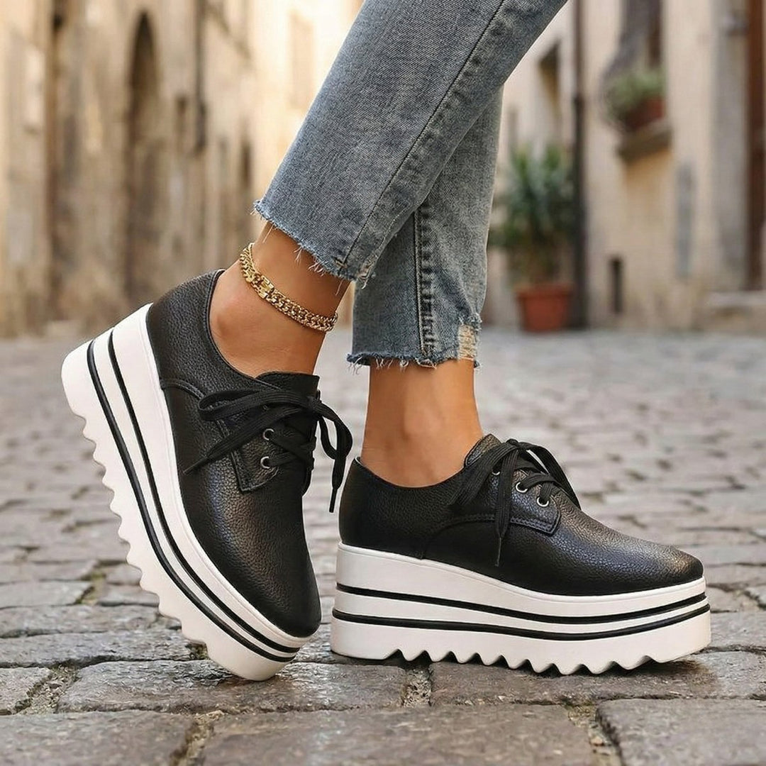 Aria | Women's Chunky Platform Lace-Up Heeled Oxford Ankle Boots