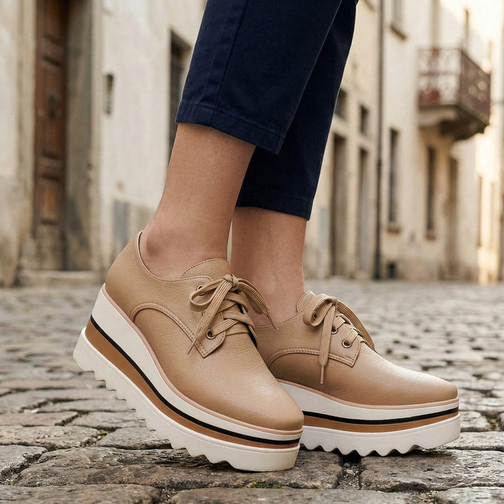 Aria | Women's Chunky Platform Lace-Up Heeled Oxford Ankle Boots