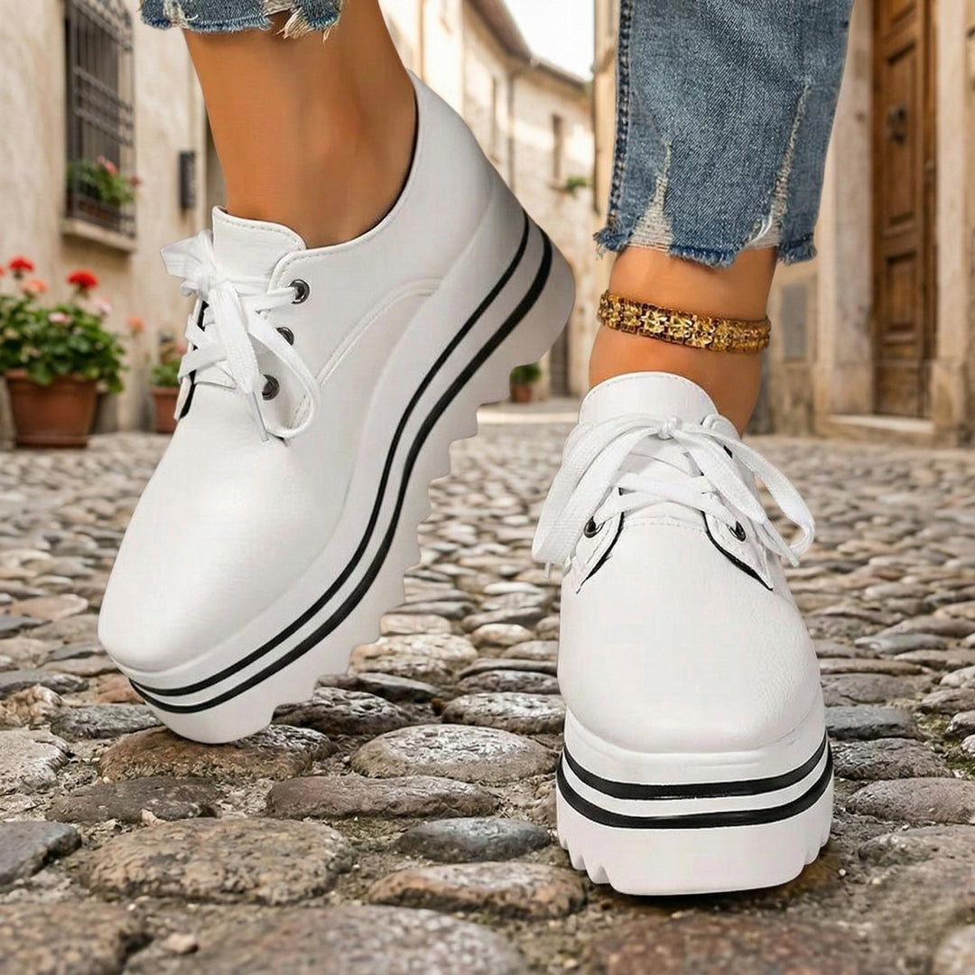 Emily | Women's Chunky Platform Lace-Up Leather Oxford Ankle Boots