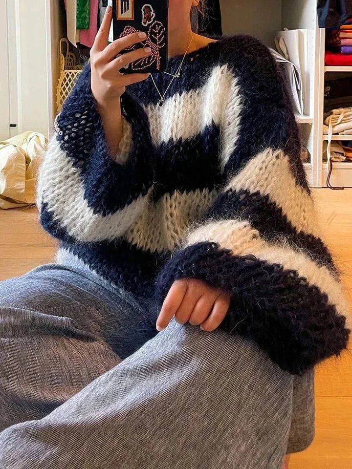 Grace | Women's Chunky Knit Striped Jumper Loose Fit