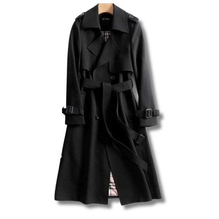 Isla | Women's Classic Double-Breasted Belted Trench Coat Checked Lining
