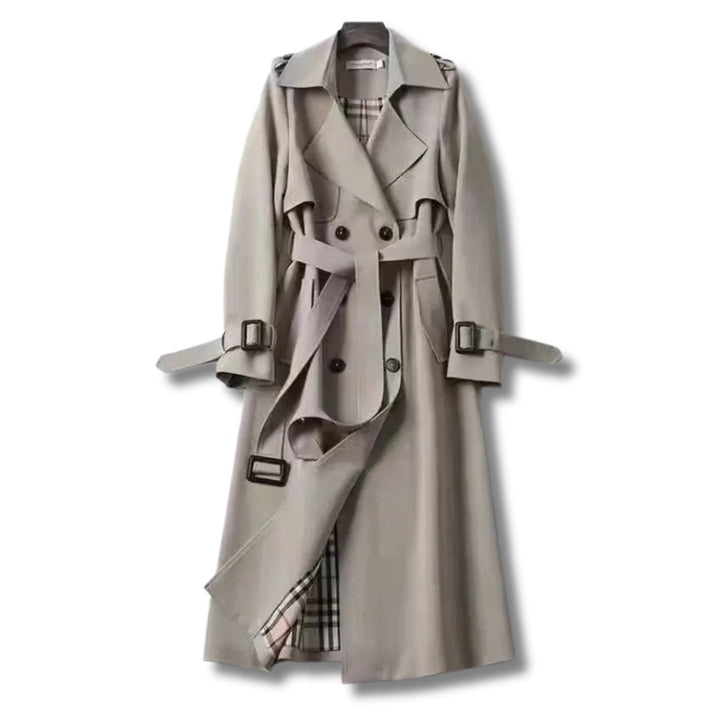 Sienna | Women's Classic Double-Breasted Belted Trench Coat Checked Lining