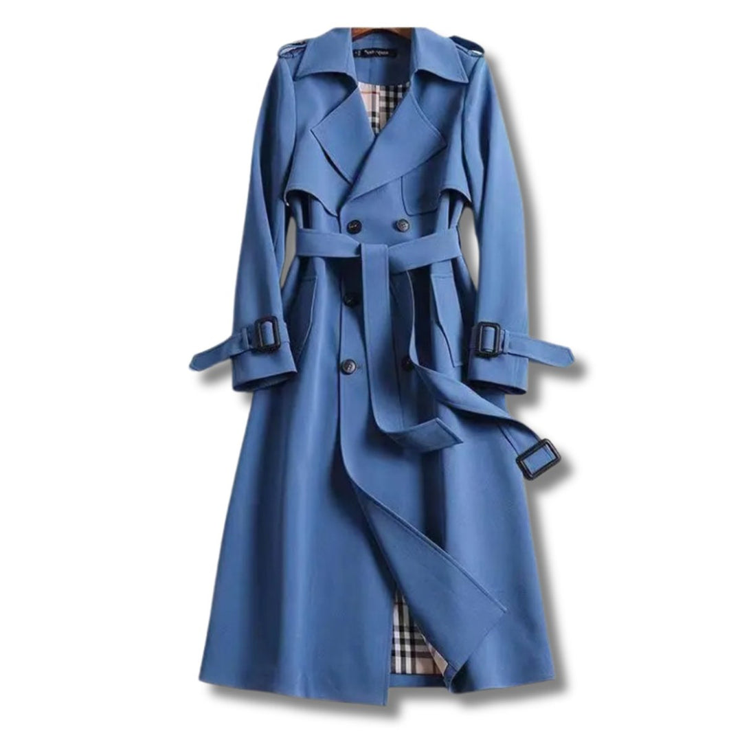 Sienna | Women's Classic Double-Breasted Belted Trench Coat Checked Lining