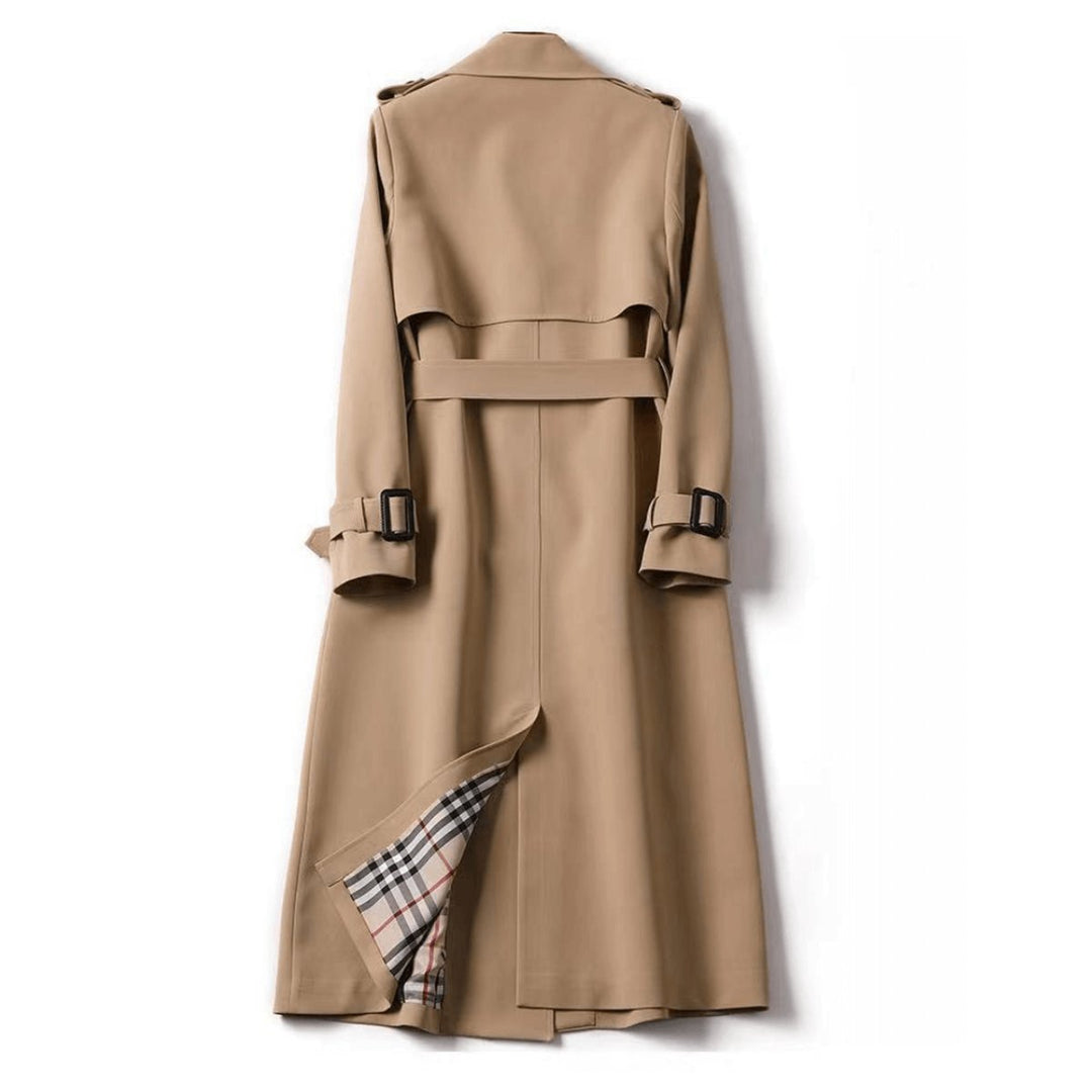 Isla | Women's Classic Double-Breasted Belted Trench Coat Checked Lining