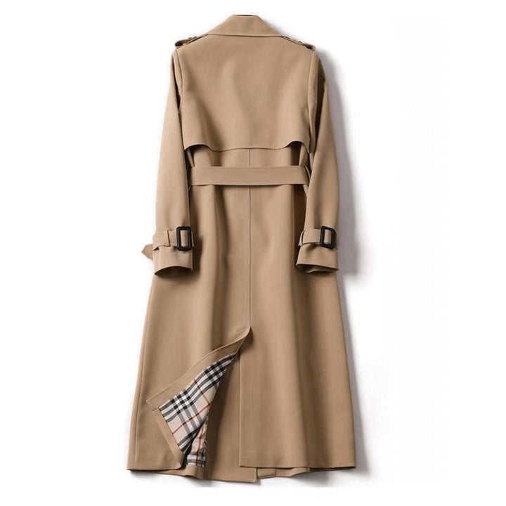 Isla | Women's Classic Double-Breasted Belted Trench Coat Checked Lining