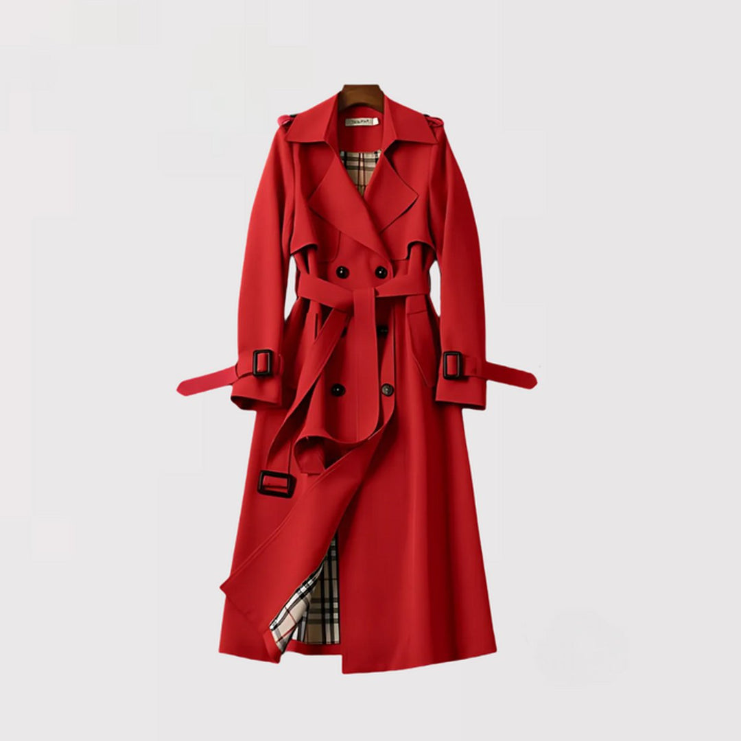 Sienna | Women's Classic Double-Breasted Belted Trench Coat Checked Lining
