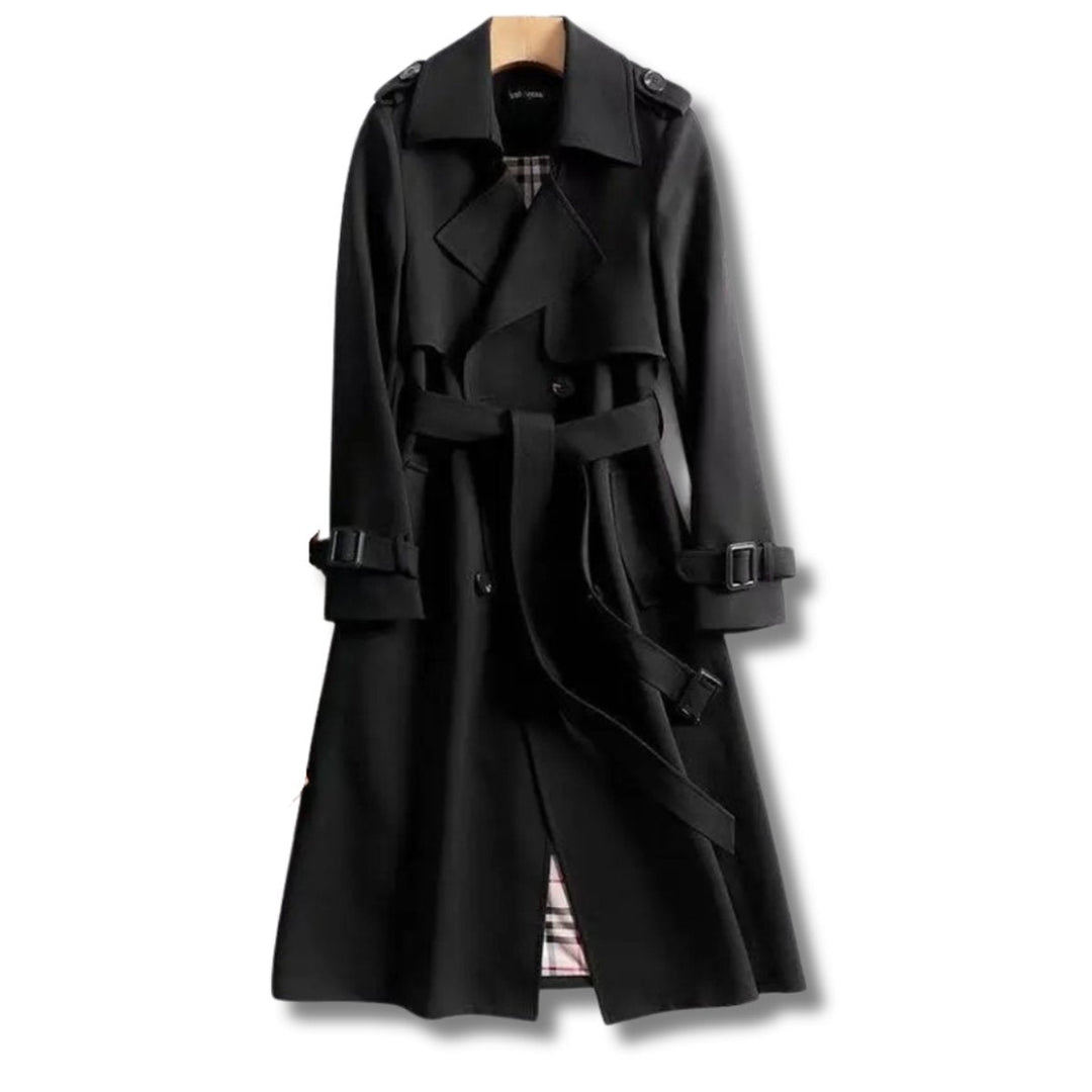 Sienna | Women's Classic Double-Breasted Belted Trench Coat Checked Lining