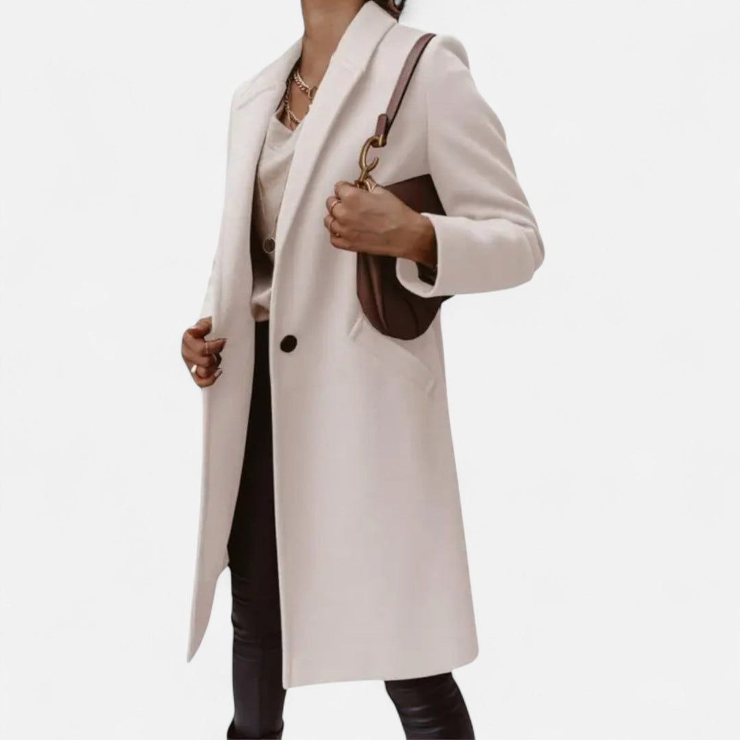Emily | Womens Classic Mid-Length Wool Coat Elegant Lapel Tailored Fit