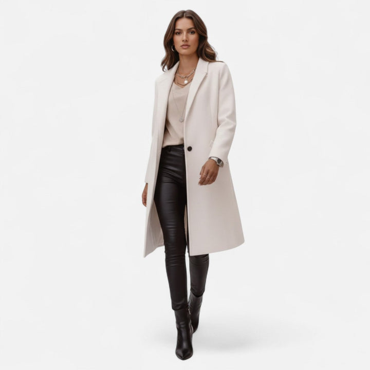 Emily | Womens Classic Mid-Length Wool Coat Elegant Lapel Tailored Fit