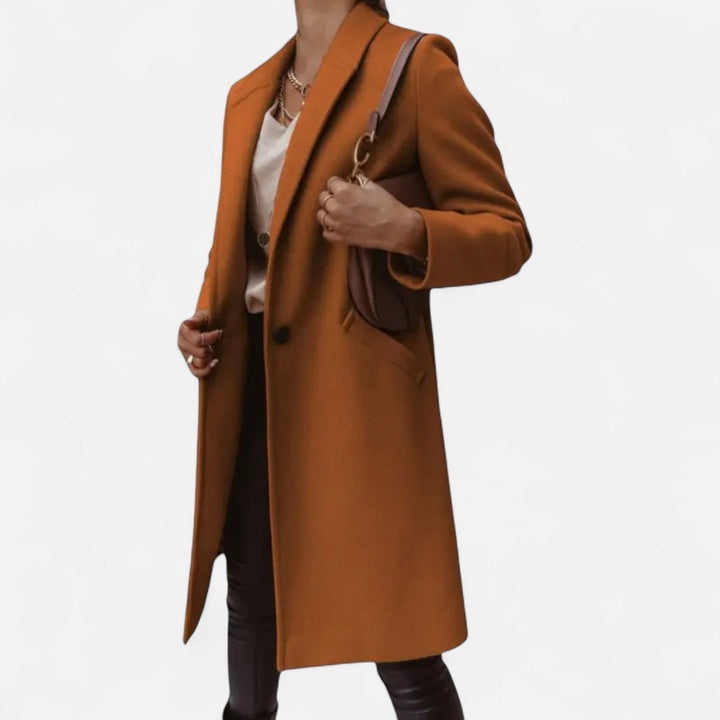 Emily | Womens Classic Mid-Length Wool Coat Elegant Lapel Tailored Fit