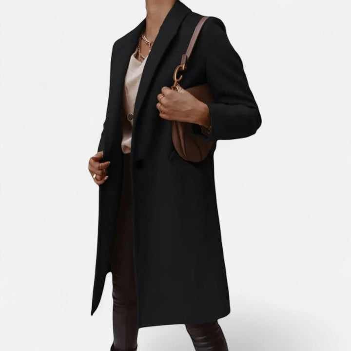 Emily | Womens Classic Mid-Length Wool Coat Elegant Lapel Tailored Fit