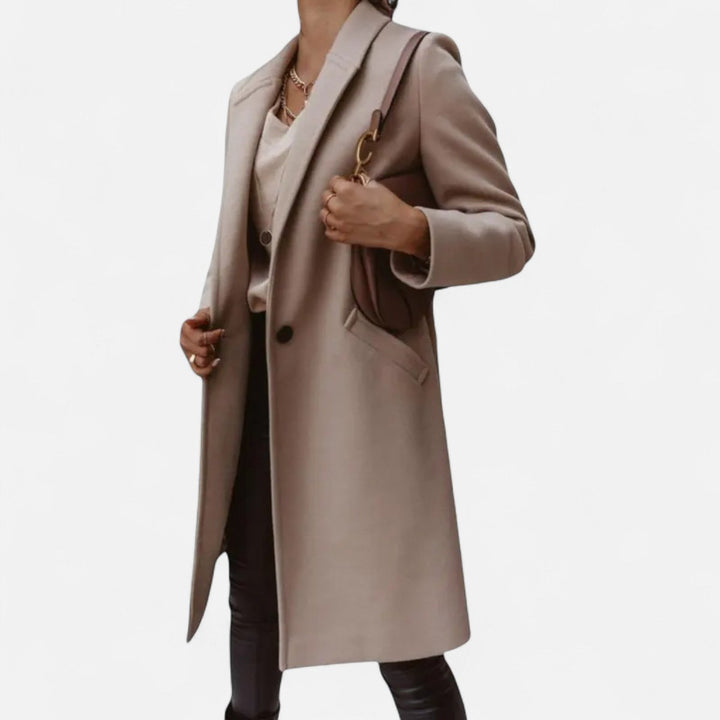 Emily | Womens Classic Mid-Length Wool Coat Elegant Lapel Tailored Fit