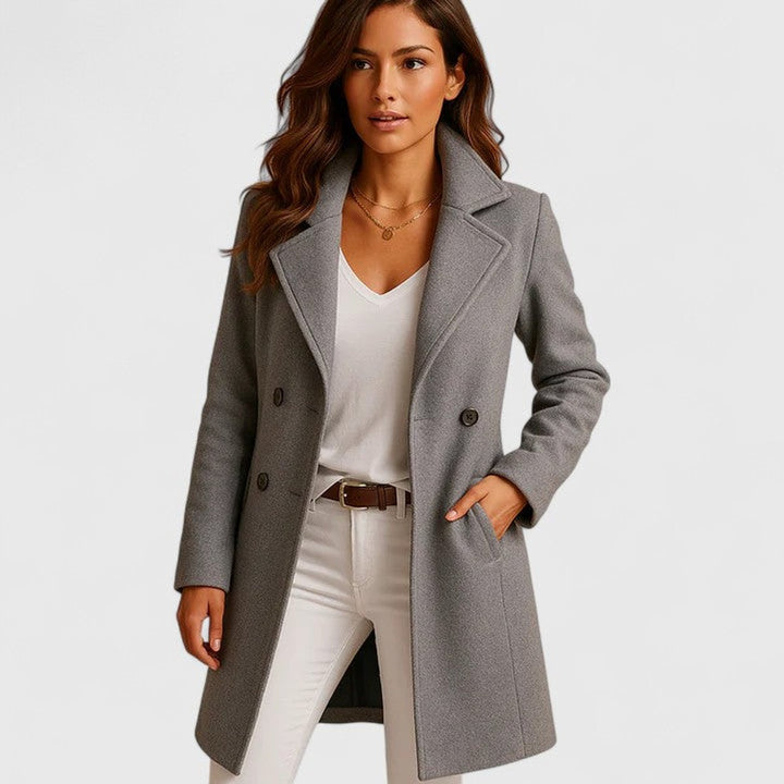 Phoebe | Women's Classic Single-Breasted Longline Wool Coat Notch Lapel