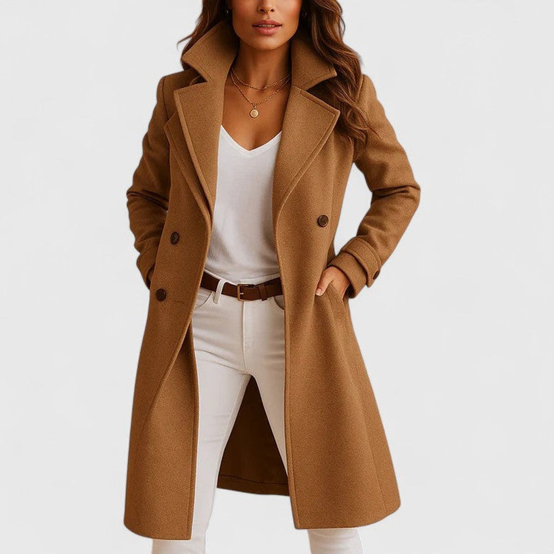 Phoebe | Women's Classic Single-Breasted Longline Wool Coat Notch Lapel