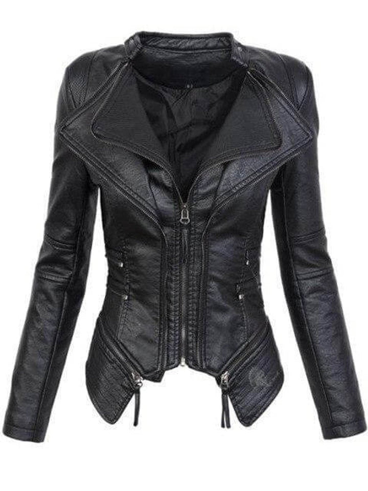 Rosie | Womens Coat Asymmetrical Zip Slim Faux Leather Biker Jacket