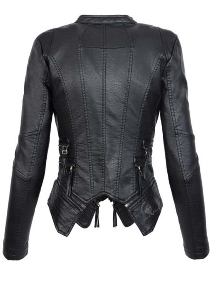 Rosie | Womens Coat Asymmetrical Zip Slim Faux Leather Biker Jacket