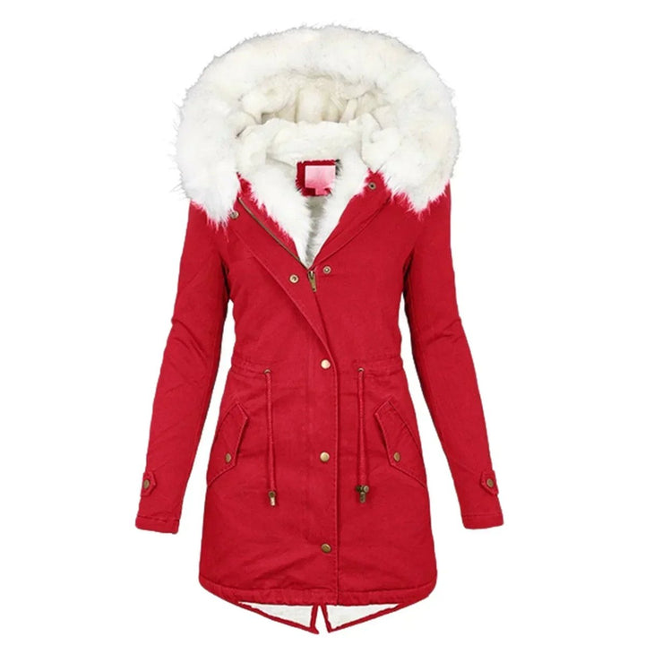 Olivia | Women's Coat Faux Fur Hooded Fleece-Lined Slim Parka Jacket