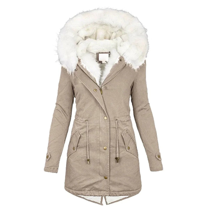 Olivia | Women's Coat Faux Fur Hooded Fleece-Lined Slim Parka Jacket