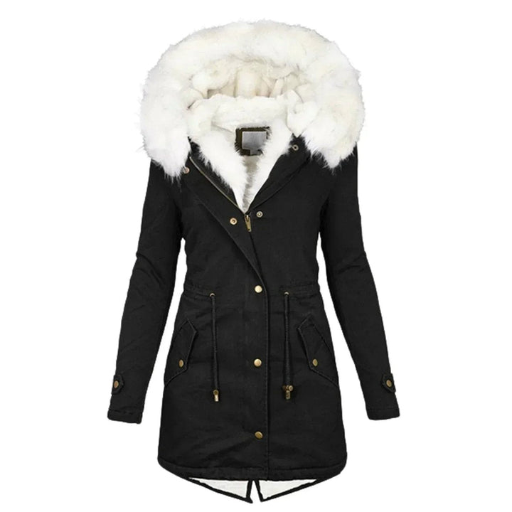 Olivia | Women's Coat Faux Fur Hooded Fleece-Lined Slim Parka Jacket