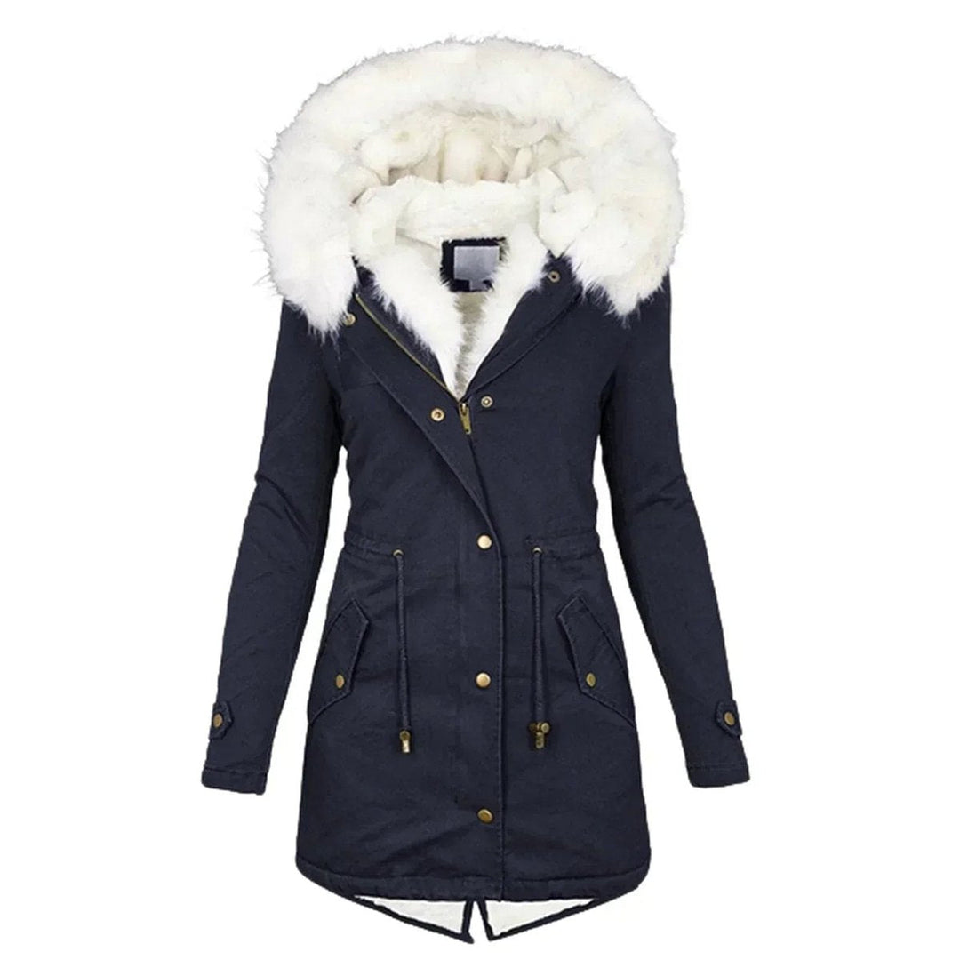 Olivia | Women's Coat Faux Fur Hooded Fleece-Lined Slim Parka Jacket