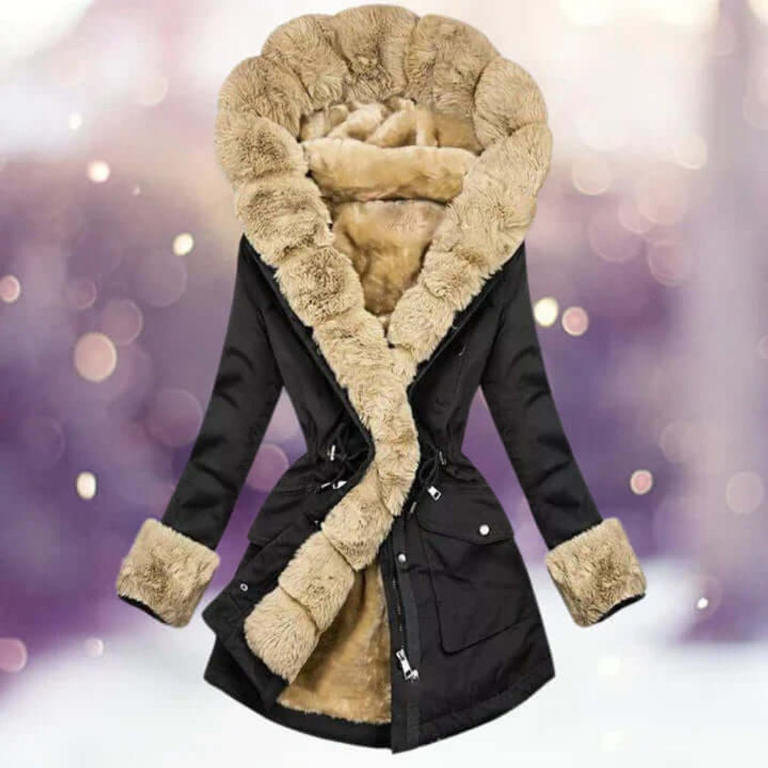 Freya | Women's Coat Faux Fur Lined Hooded Drawstring Parka Jacket
