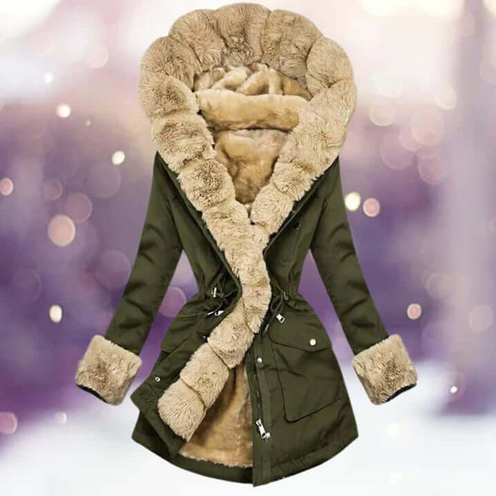 Freya | Women's Coat Faux Fur Lined Hooded Drawstring Parka Jacket