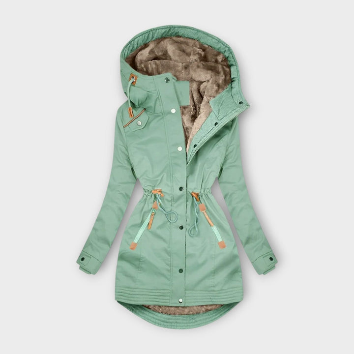 Ella | Womens Coat Fleece-Lined Hooded Drawstring Parka Jacket