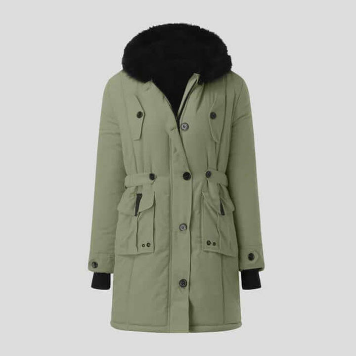Grace | Women's Coat Fur-Hood Belted Winter Parka