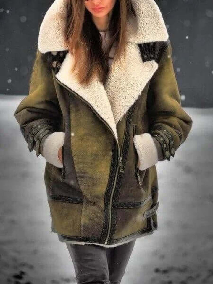 Evelyn | Womens Coat Shearling-Lined Mid-Length Suede Jacket