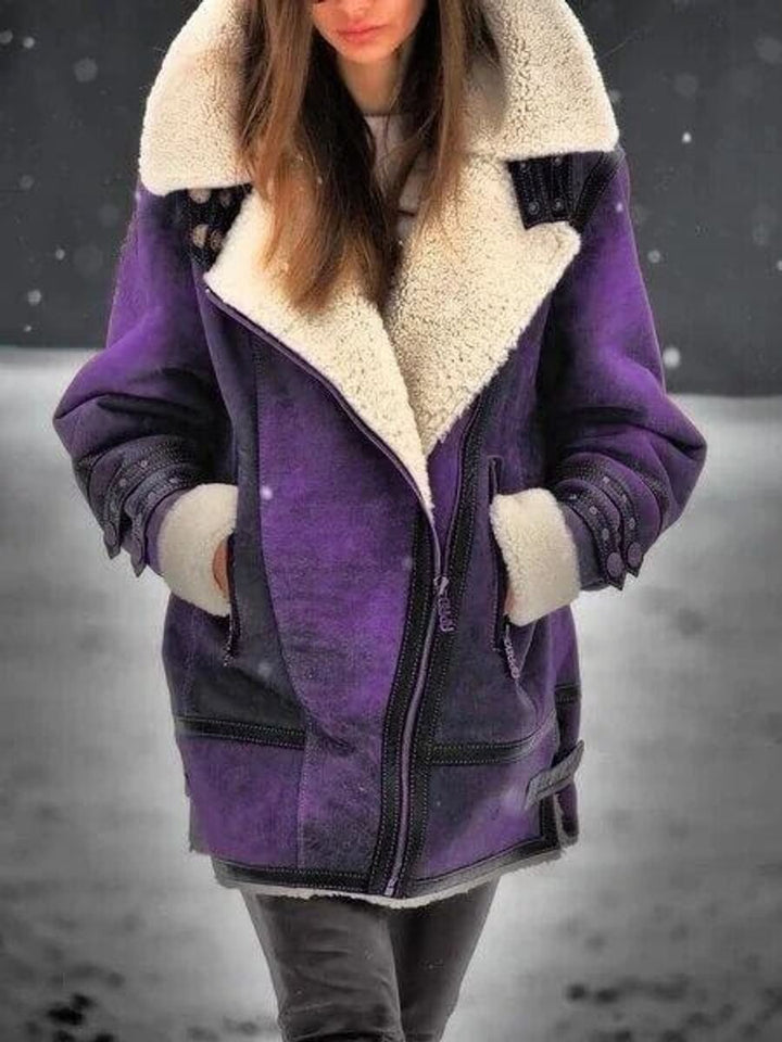 Evelyn | Womens Coat Shearling-Lined Mid-Length Suede Jacket